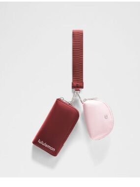 Lululemon Dual Pouch Wristlet Wallet Cranberry Charm Pink Pearl Silver NWT ❤️🩷